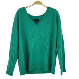 Charter Club Luxury Cashmere Sweater Women XL Emerald Green Ribbed Knit NWOT